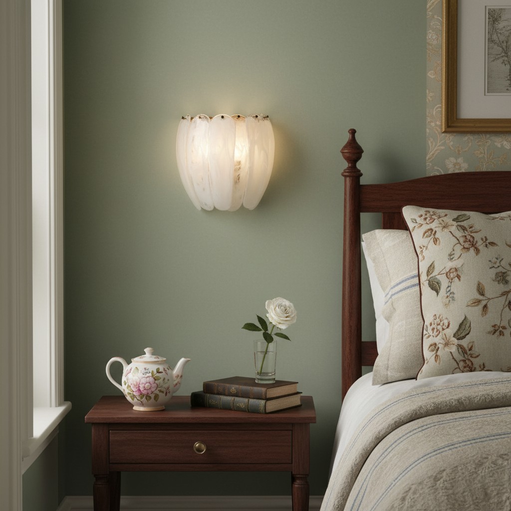Velora wandlamp naast een bed