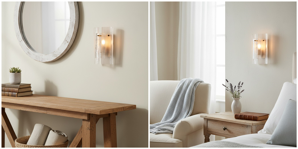 Velora wandlamp in twee interieurstijlen