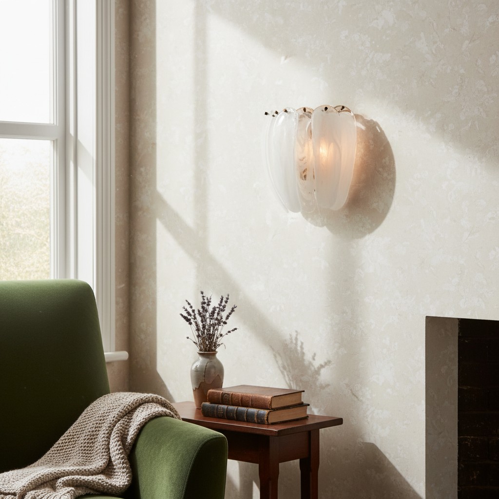 Velora wandlamp in een lichte zithoek