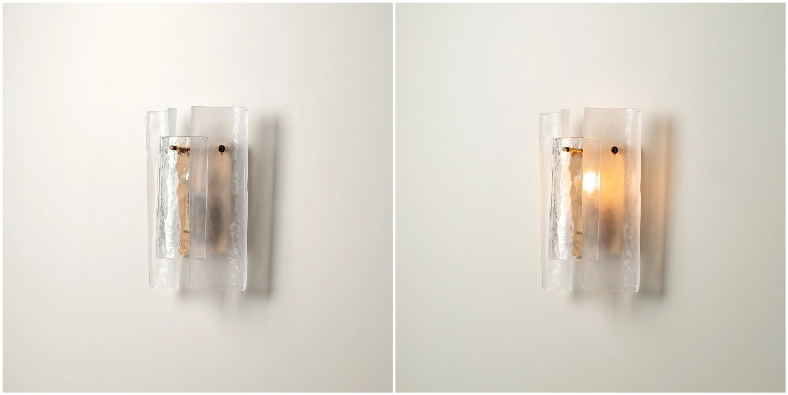 Vergelijking van Velora wandlamp uit en aan