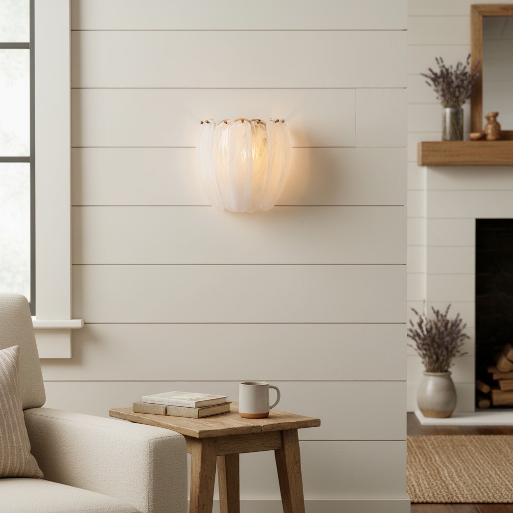 Velora wandlamp aan de wand in een woonkamer
