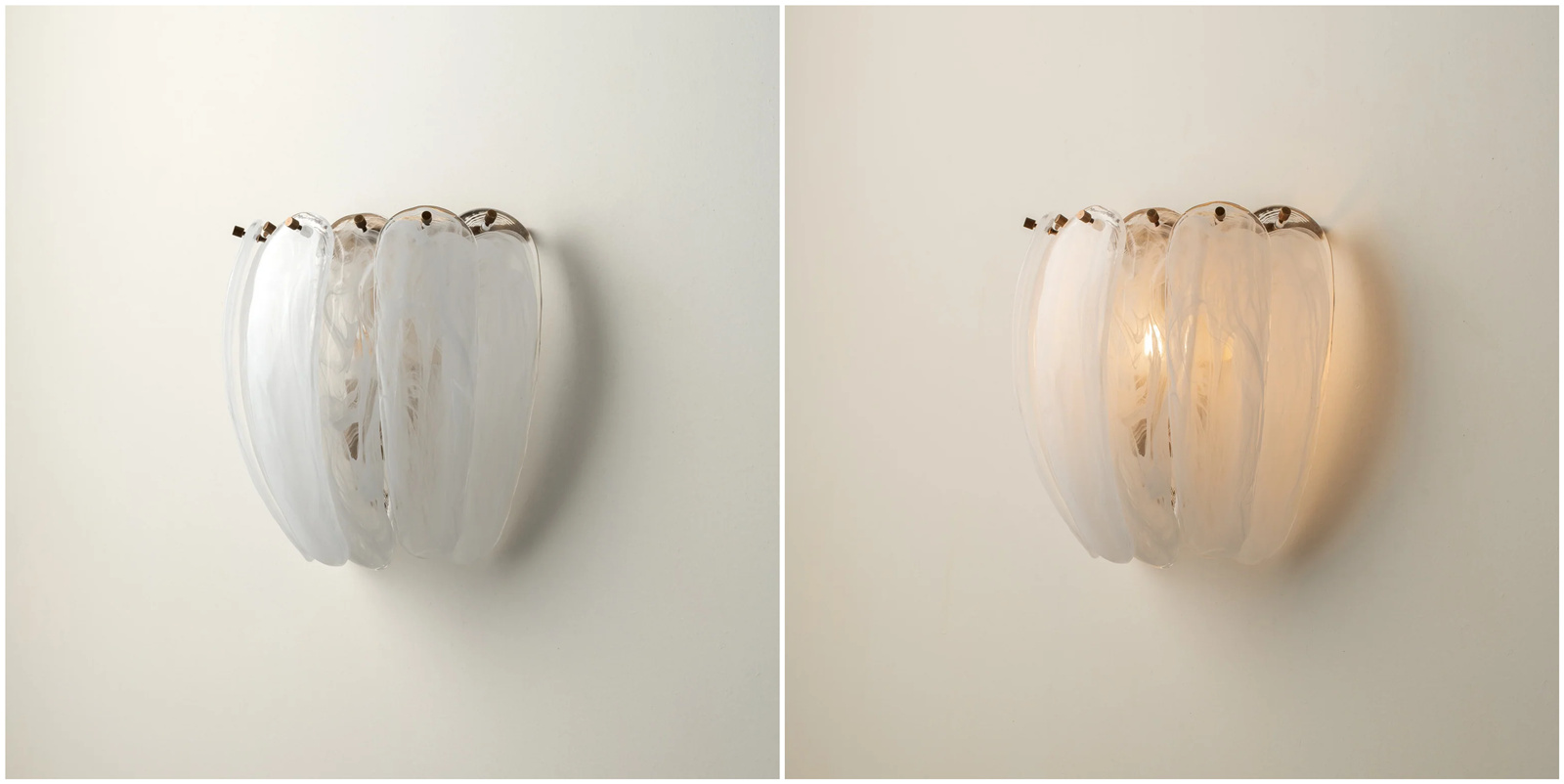 Vergelijking van Velora wandlamp uit en aan