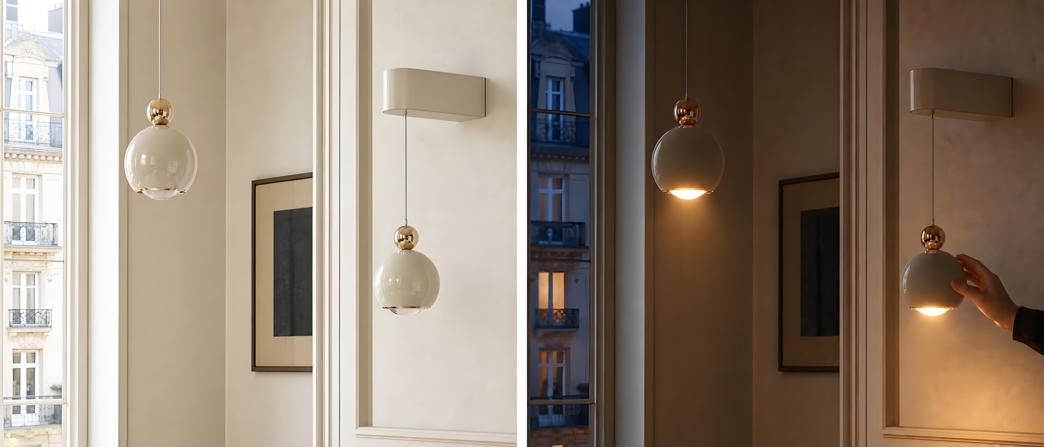Wandlamp overdag in een lichte woonruimte