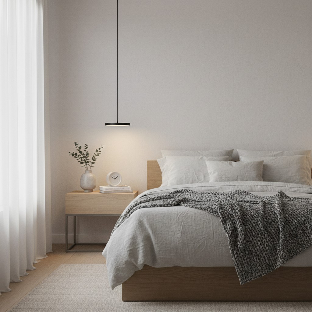 Feranox hanglamp in een slaapkamer