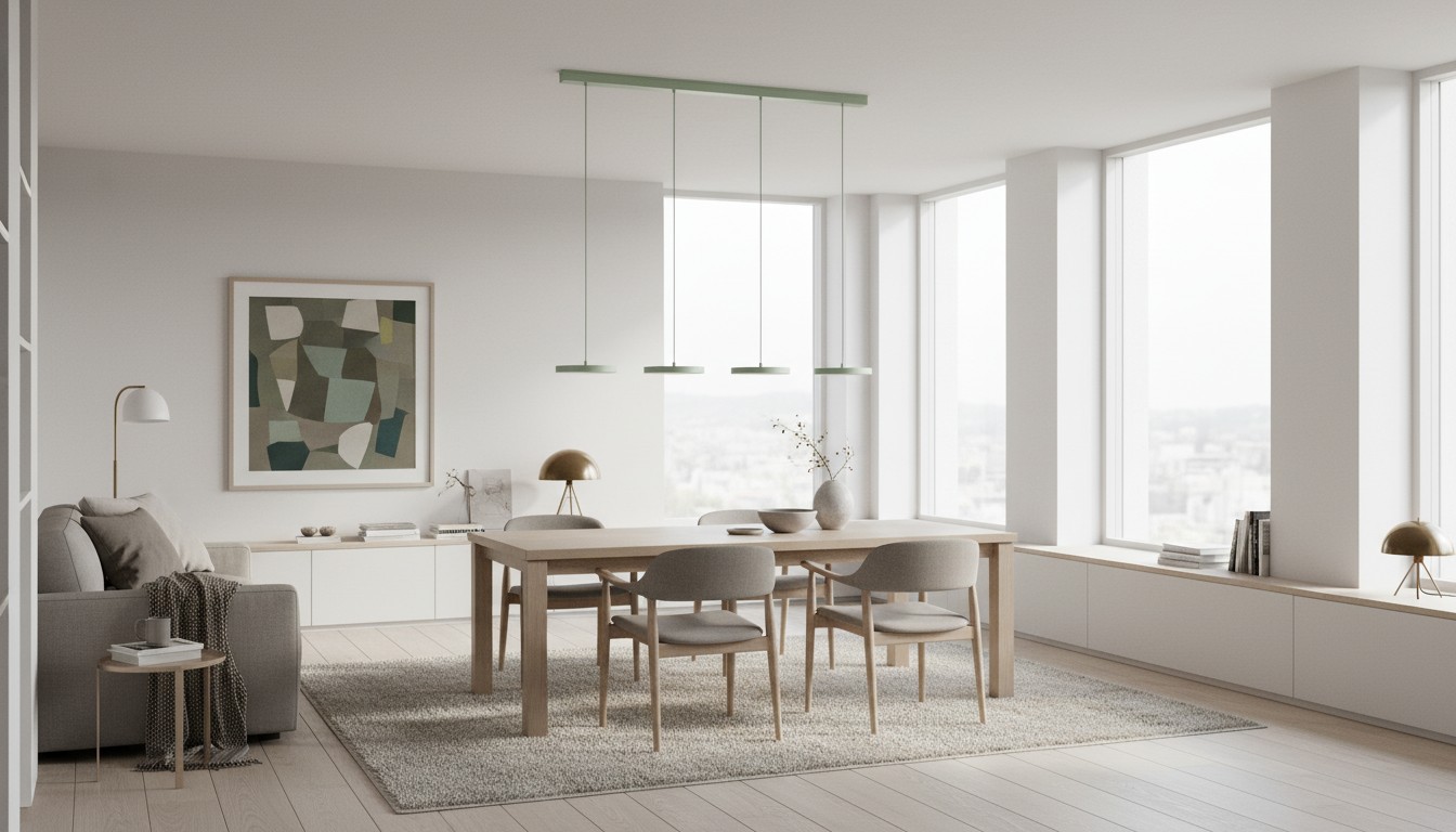 Feranox hanglamp boven een moderne eettafel
