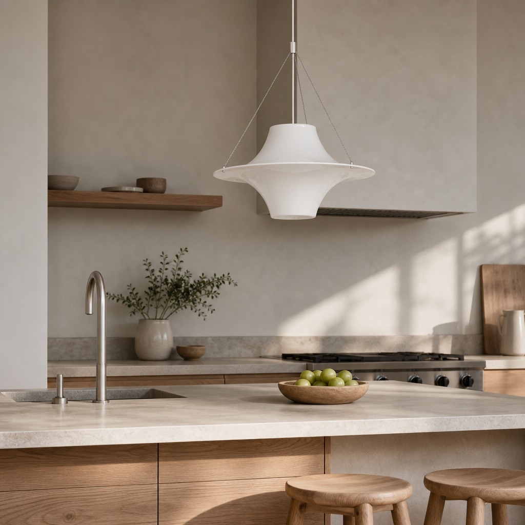 Saebery hanglamp in een lichte keuken