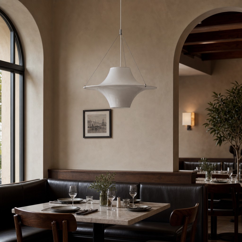 Saebery hanglamp boven een eettafel