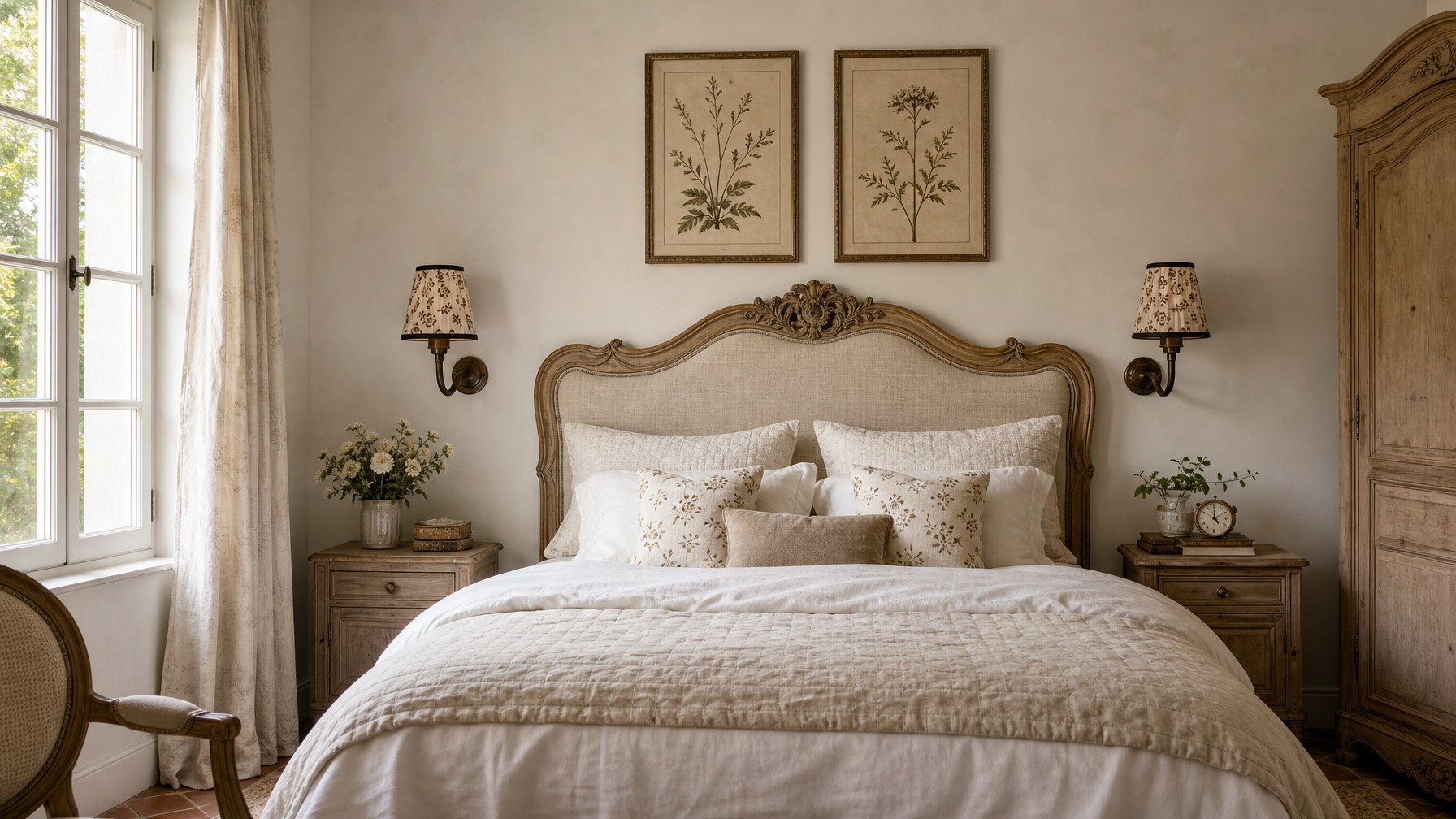 Cottaloy wandlamp in vintage slaapkamer