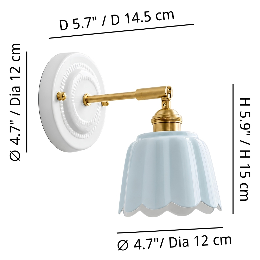 Afmetingen van de Cienax keramische bloemenwandlamp