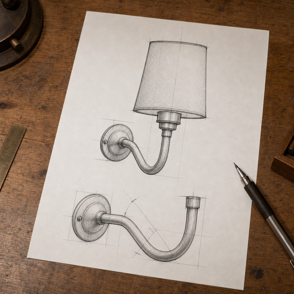 Schets van elegante gebogen arm