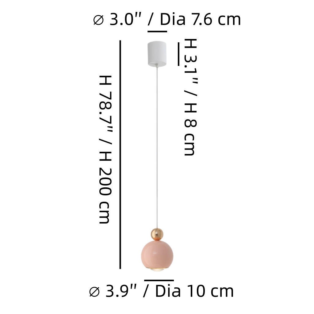 Maatdiagram van de Glintap hanglamp