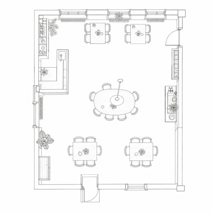 Dining table layout showing why a fixed pendant can feel off centre.