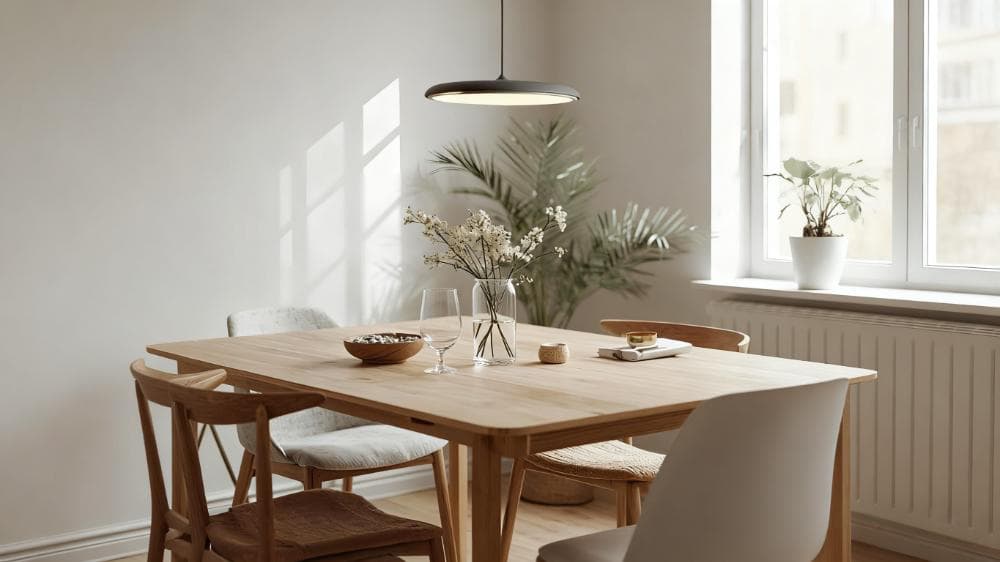 Hanglamp boven een eettafel