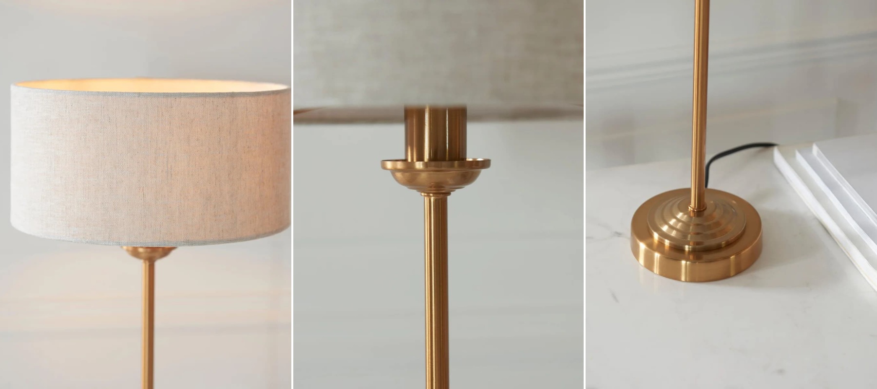 Details van lampenkap, fitting en voet