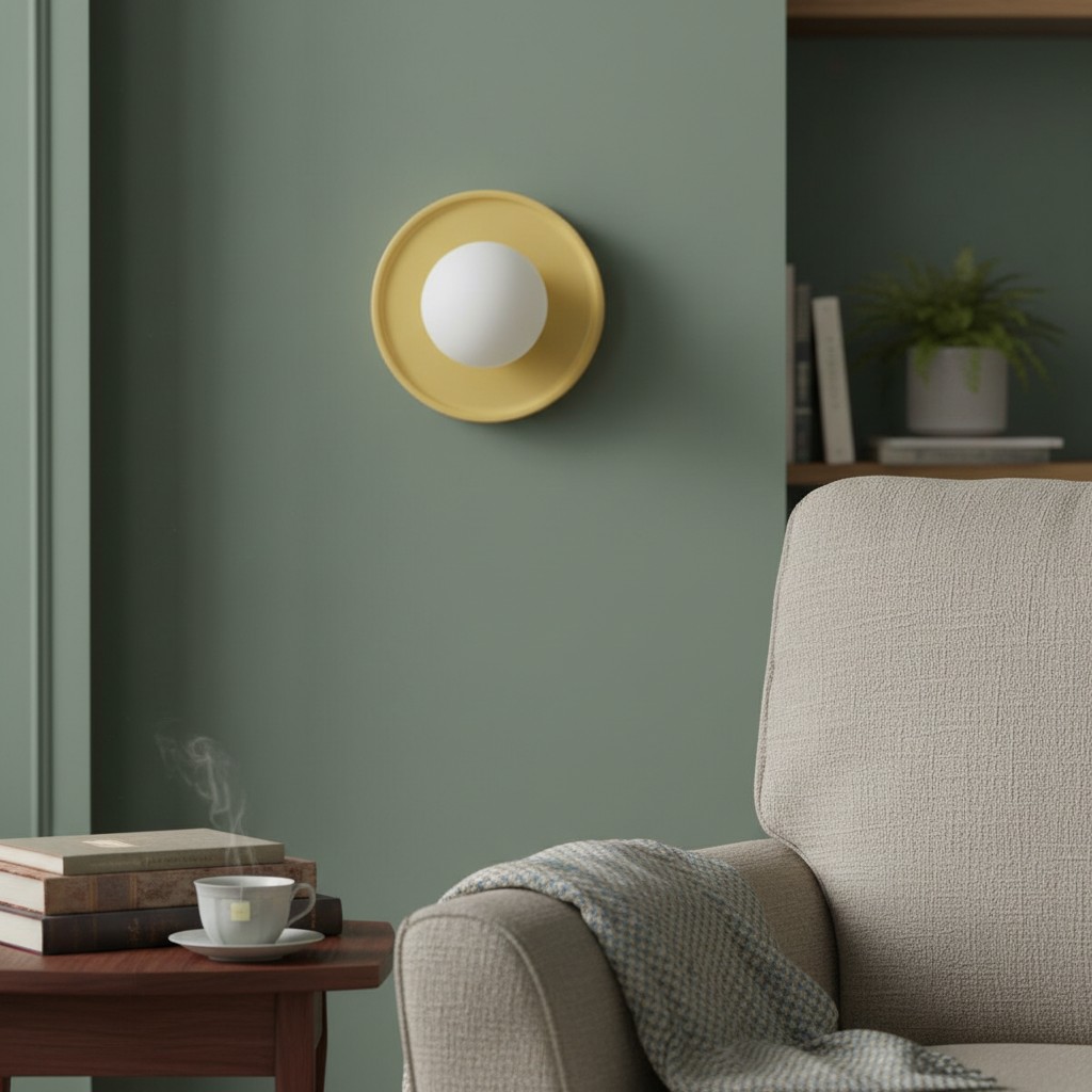 Gele Solna wandlamp op een groene wand