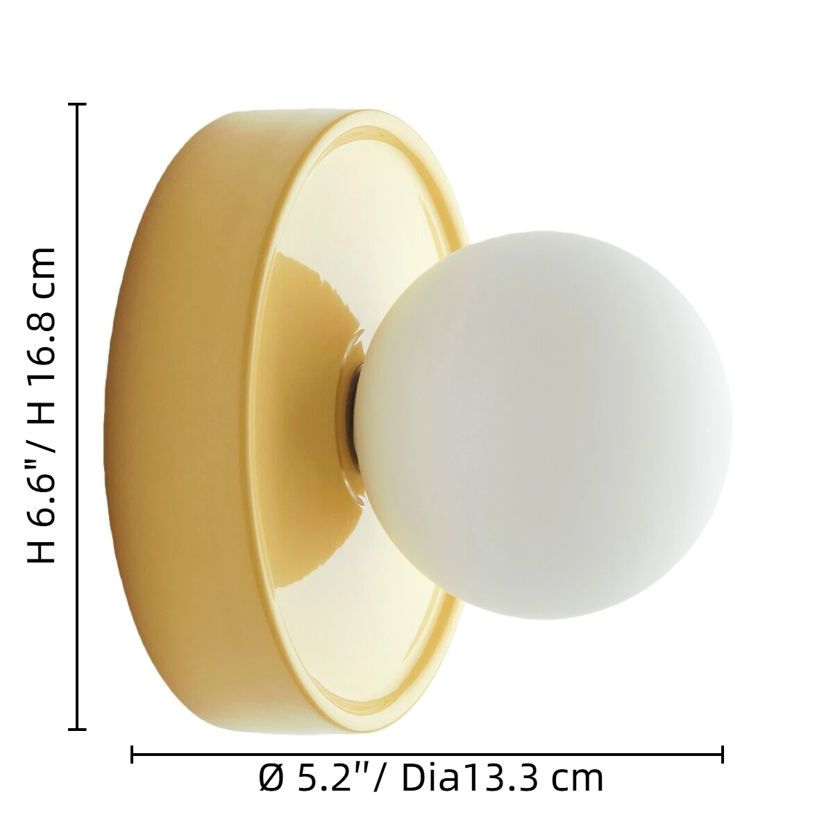 Maataanduiding van de Solna wandlamp
