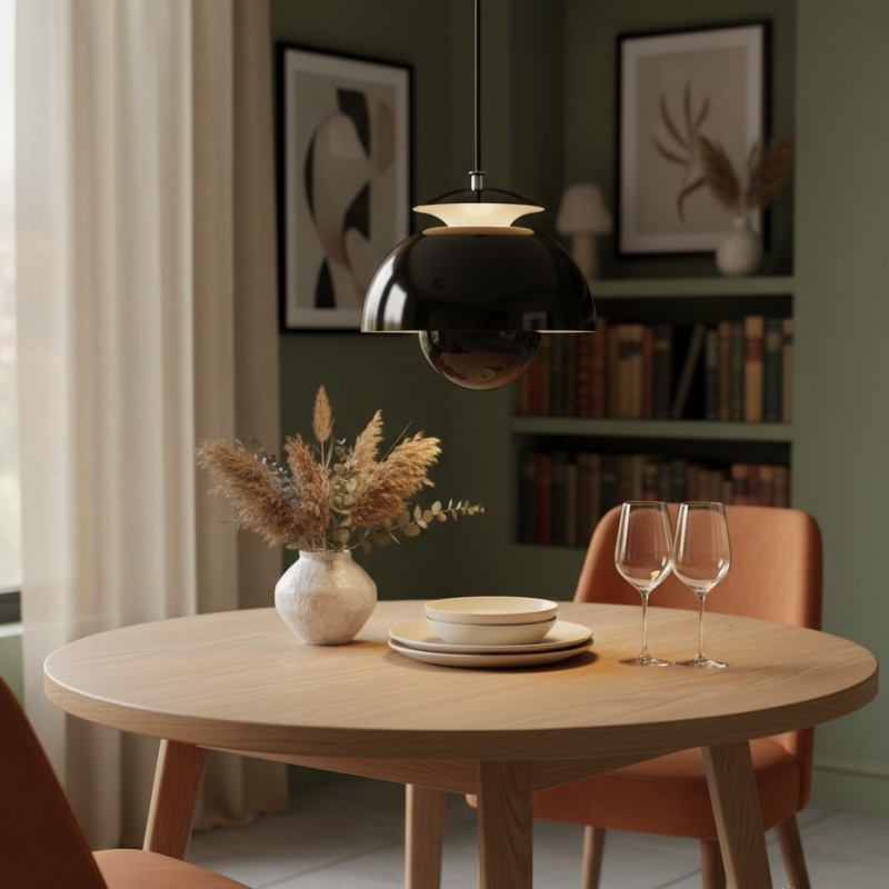 Orin zwarte hanglamp boven tafel