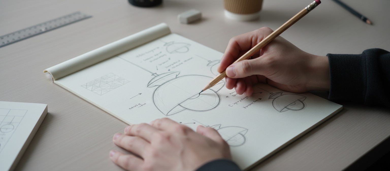 Handgetekend concept van de Orin hanglamp