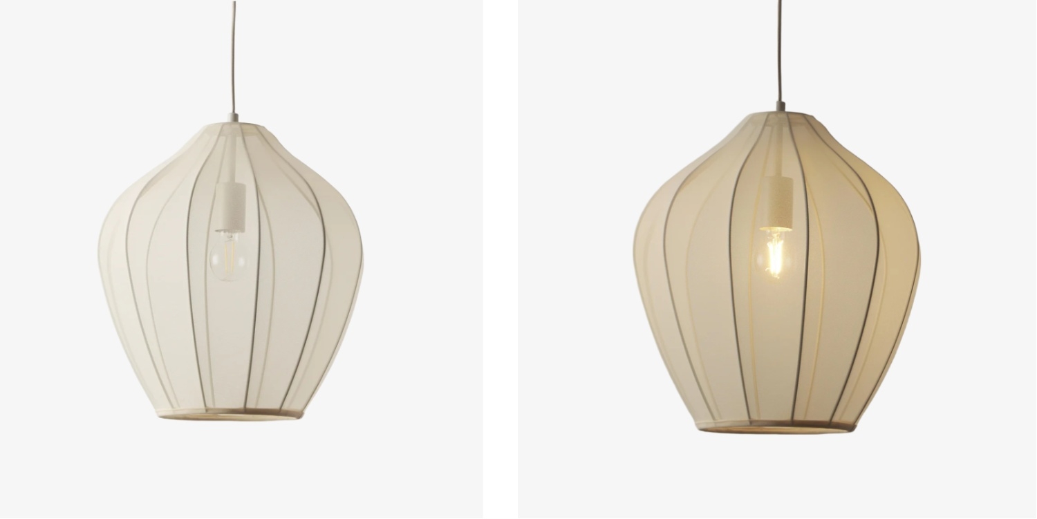 Vergelijking van de Lumifil lamp met licht uit en aan
