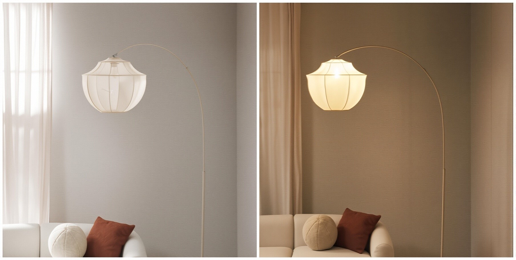 Vergelijking van de Lumifil lamp met en zonder warme verlichting