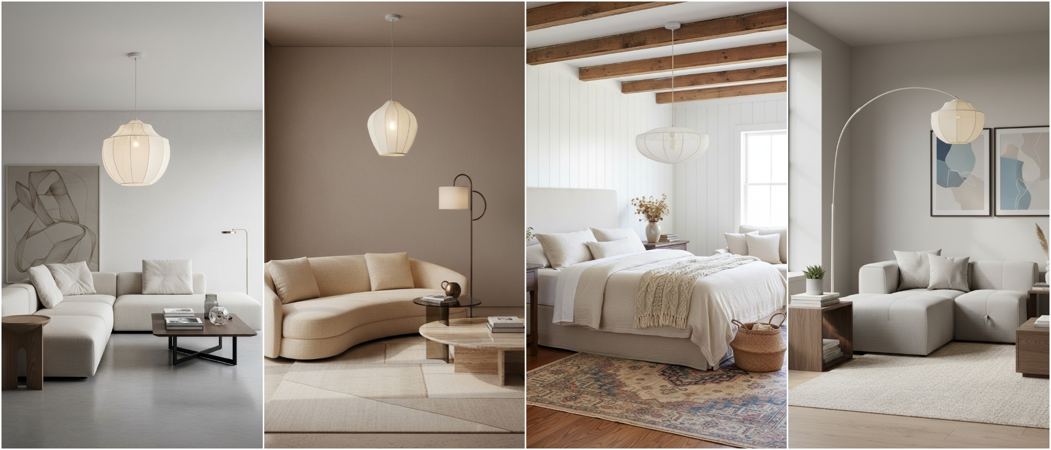 Collage van de Lumifil-serie in verschillende kamers