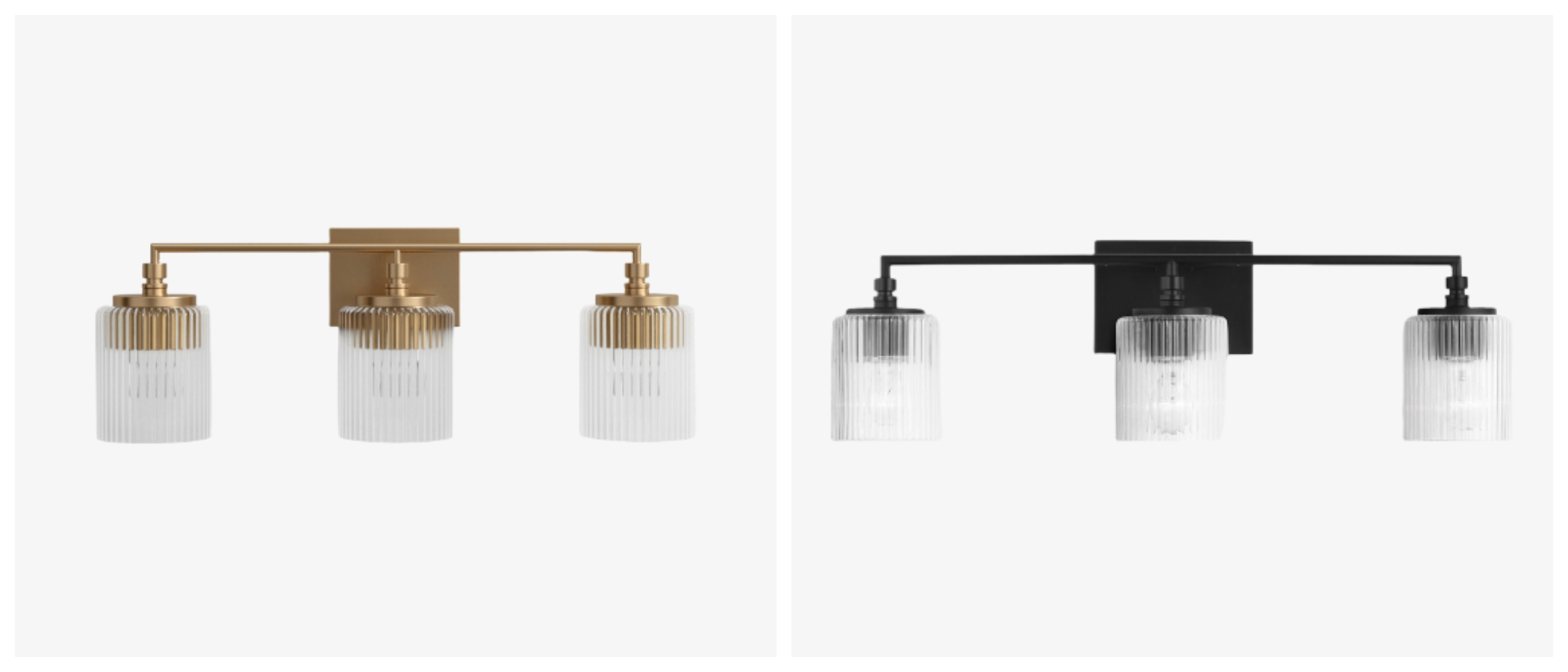 Lirra wandlamp in messing en zwart afwerking naast elkaar