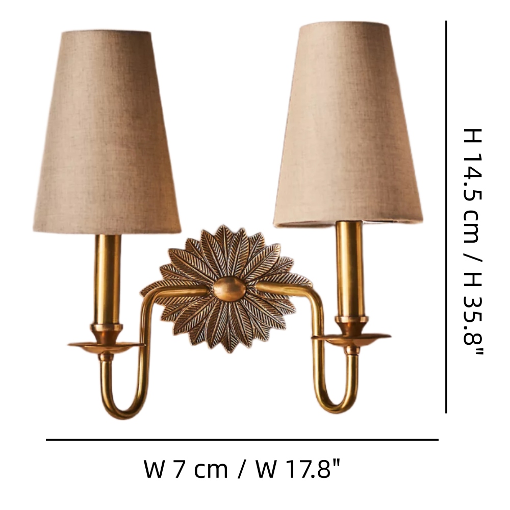 Afmetingen van de Duova dubbele wandlamp