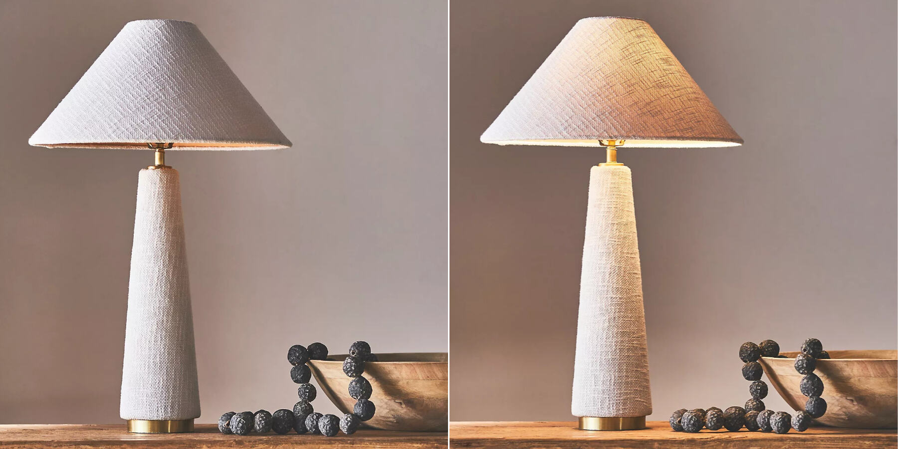 Vergelijking van de lamp uit en aan