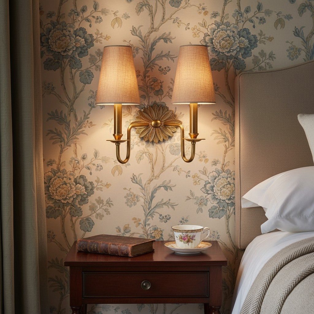 Duova dubbele wandlamp naast een bed
