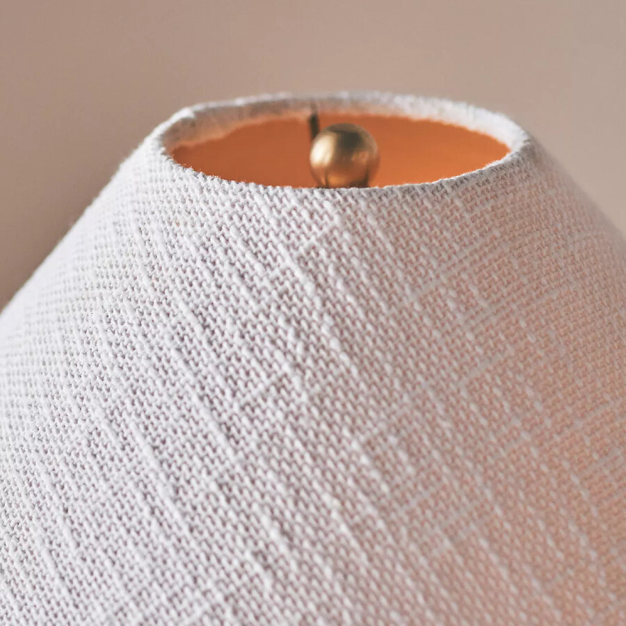 Detail van de stoffen lampenkap