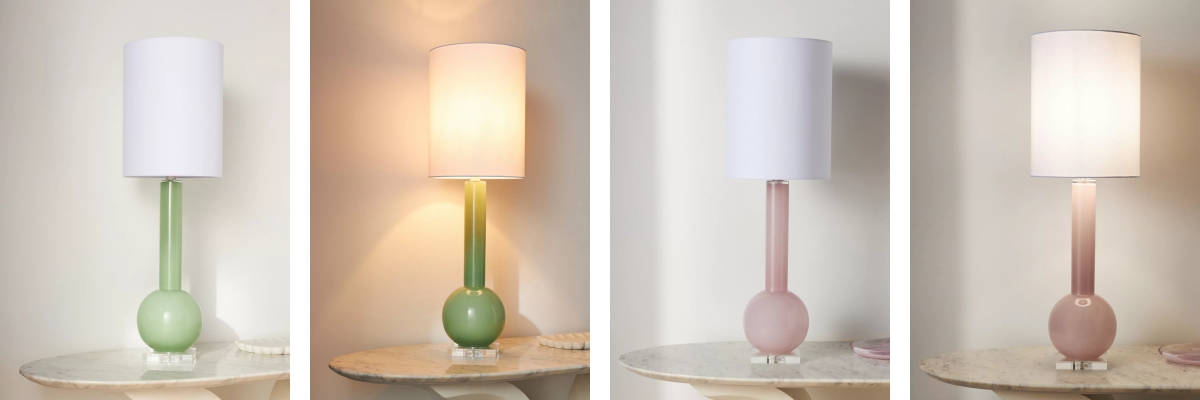 Vergelijking van Savara lampen met licht aan en uit