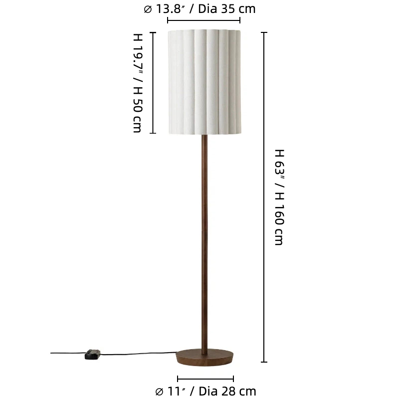 Afmetingen van de Linbron vloerlamp