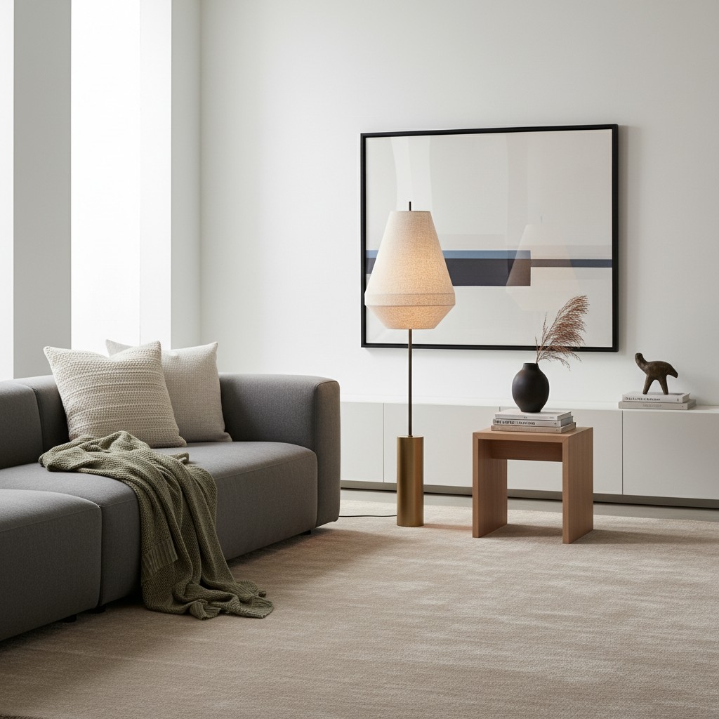 Zalen vloerlamp bij bank