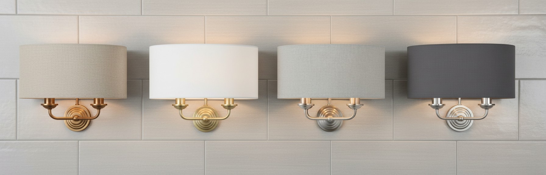 Tela wandlamp afwerkingen en kapkleuren