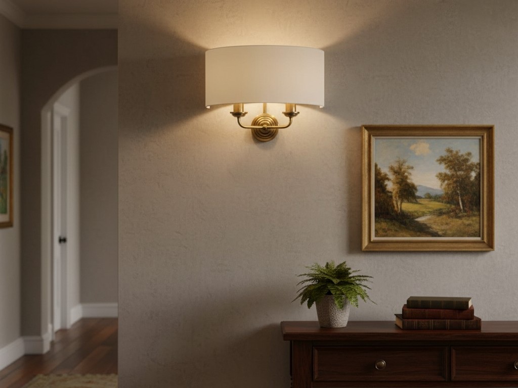 Tela wandlamp met stoffen kap in een interieur