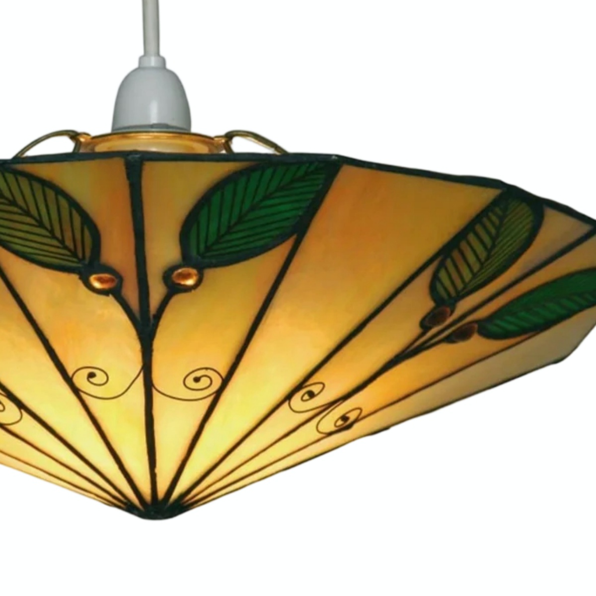 Verlichte Tiffany-stijl bladkap van dichtbij