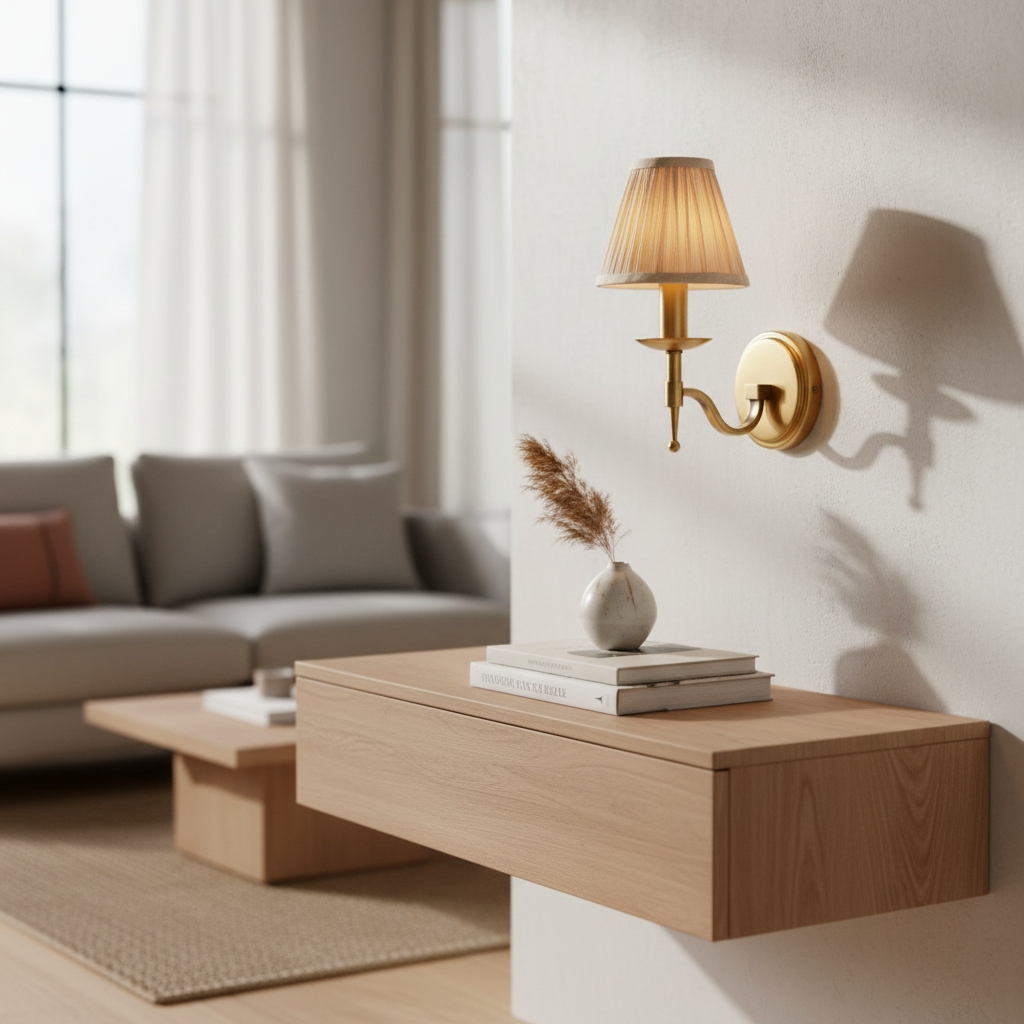 Tela wall light above a floating table
