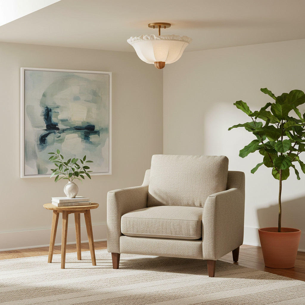 Wickara plafondlamp bij fauteuil