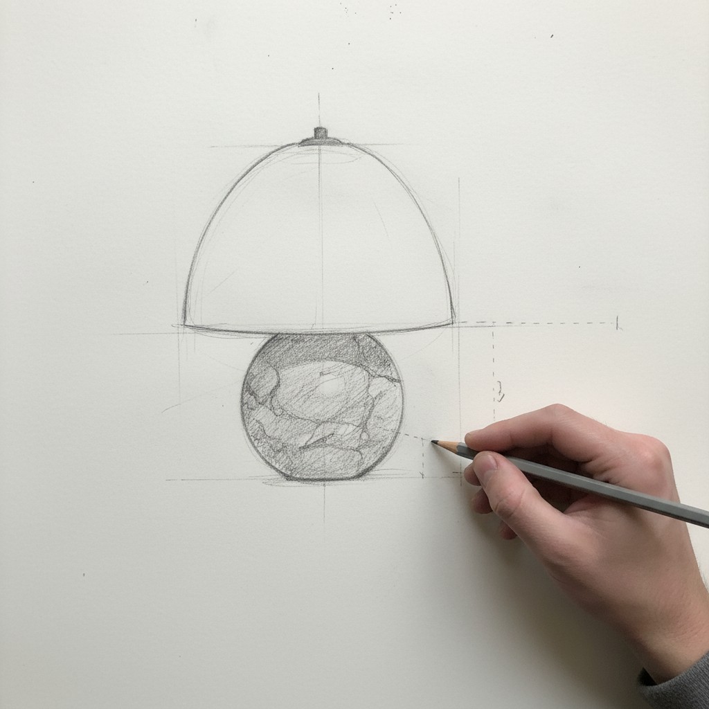 Ontwerpschets van de Cordove tafellamp