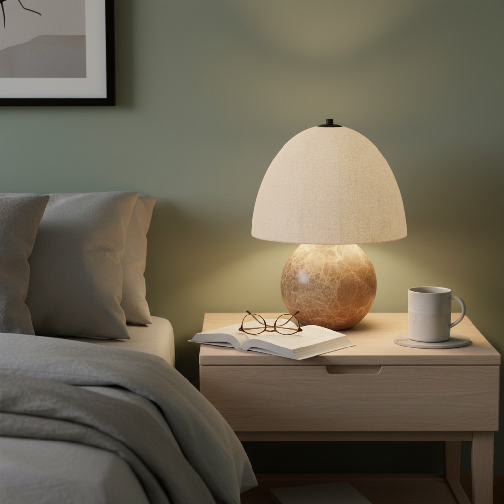 Cordove tafellamp met warm licht naast een bed