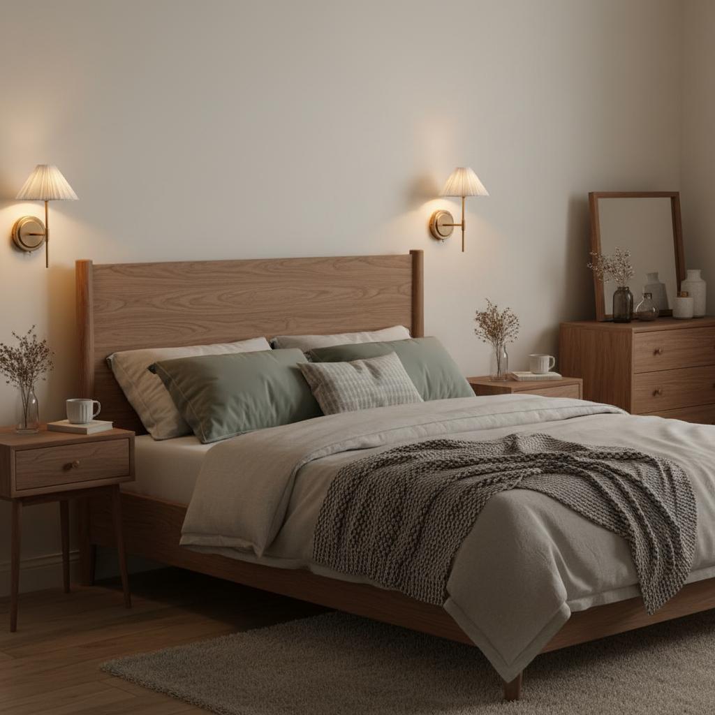 Lindi wandlampen naast bed