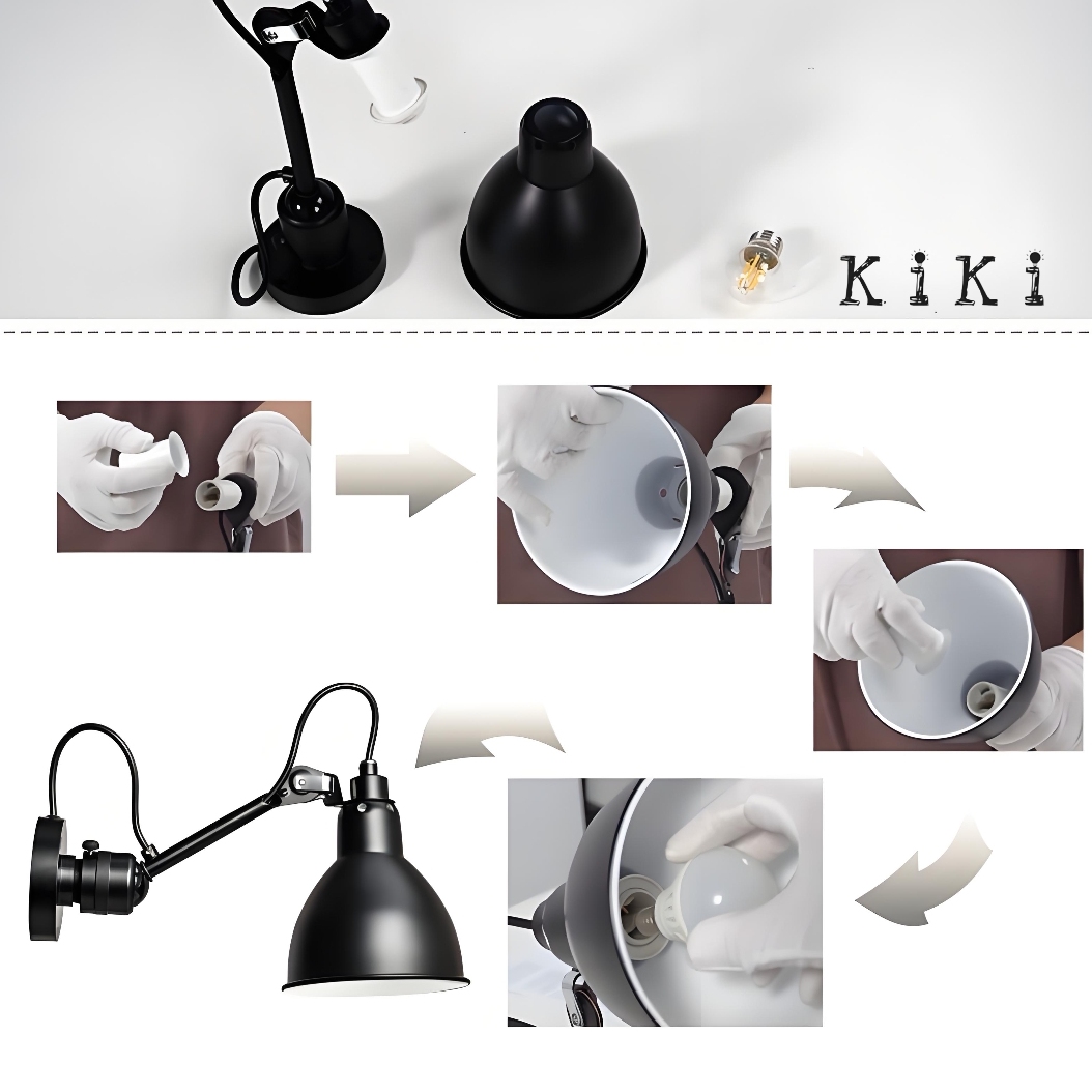 Installatie-overzicht van de wandlamp