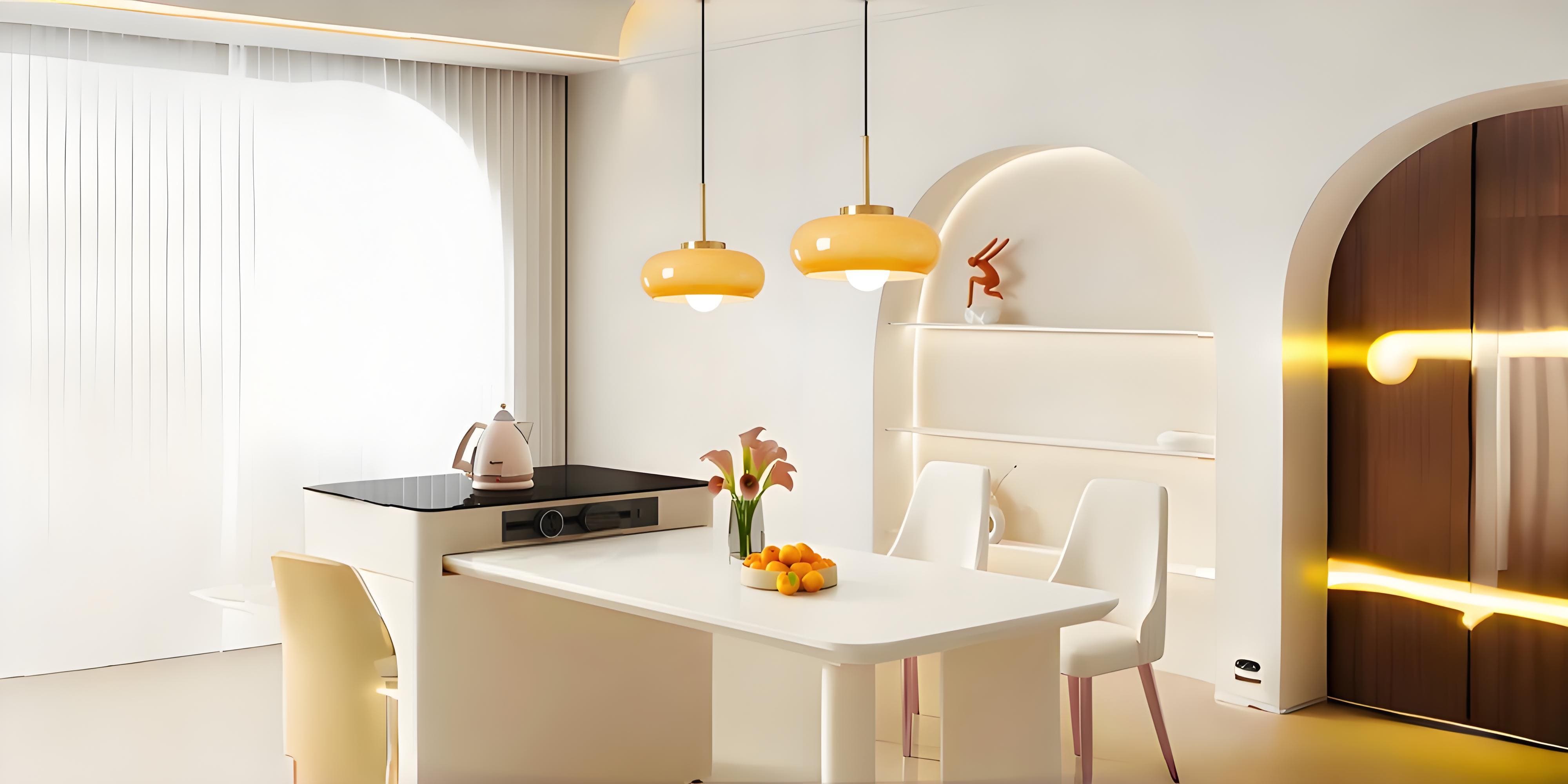 Vintage Bauhaus hanglamp in een lichte eetkamer