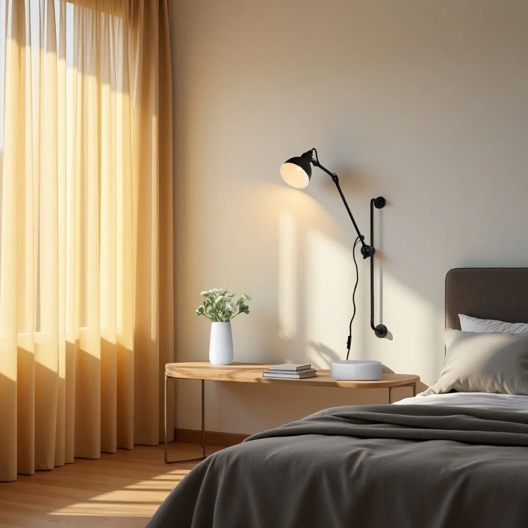 Verstelbare wandlamp in slaapkamer