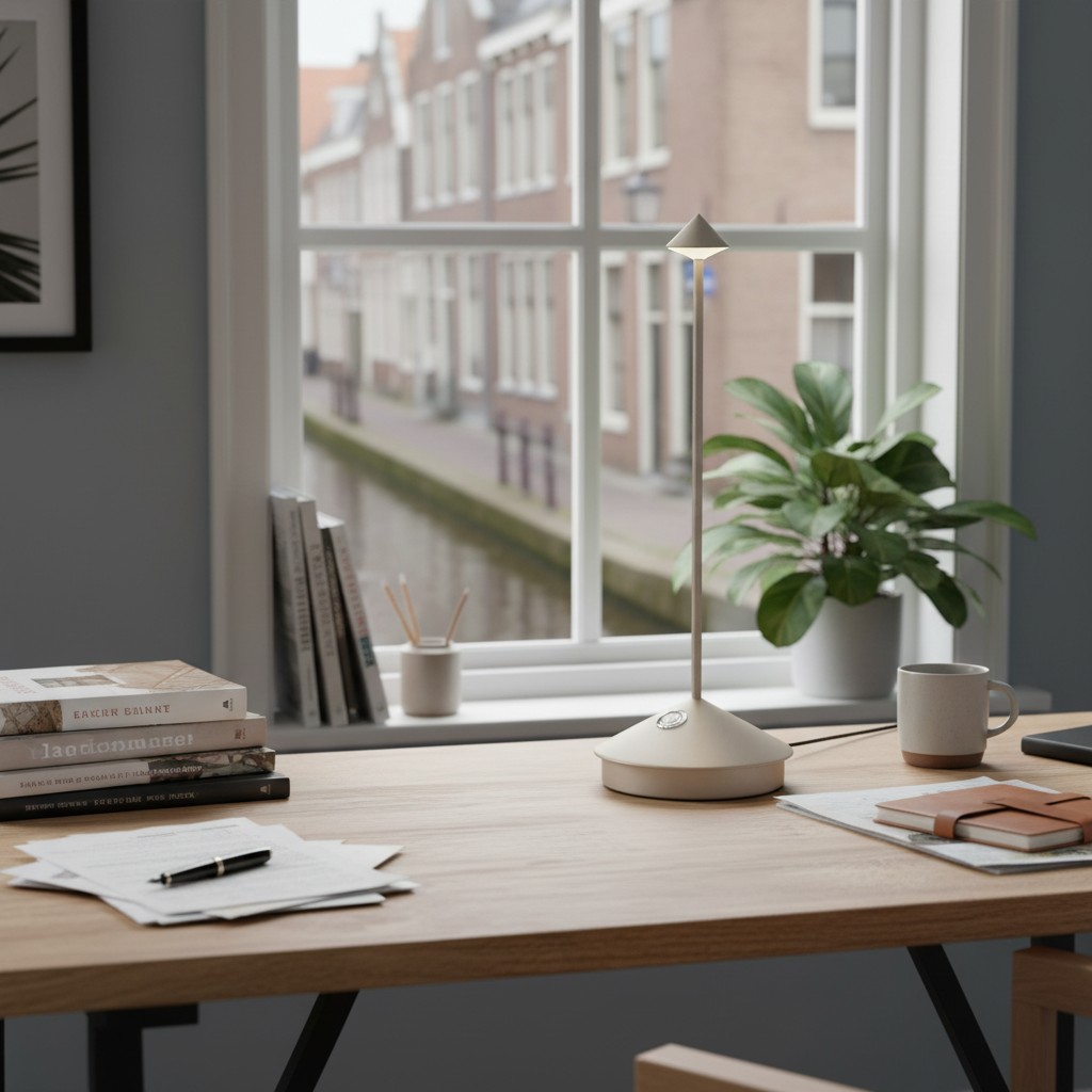Draagbare tafellamp op bureau