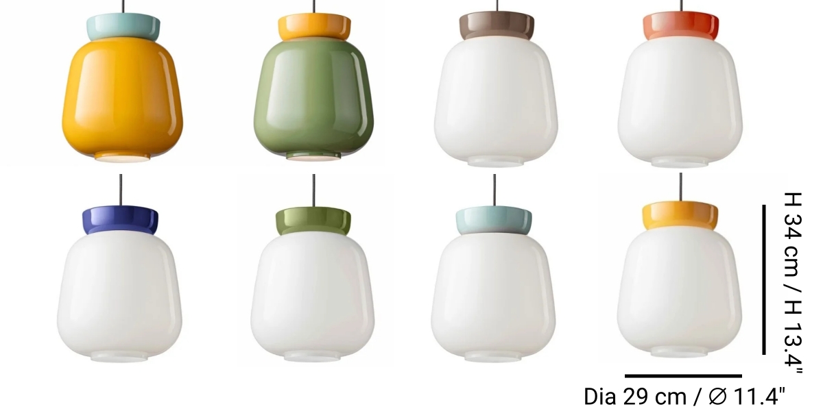 Afmetingen en kleuren voor de keramische hanglamp maat C