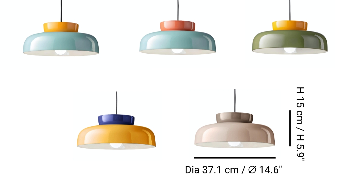 Afmetingen en kleuren voor de keramische hanglamp maat D