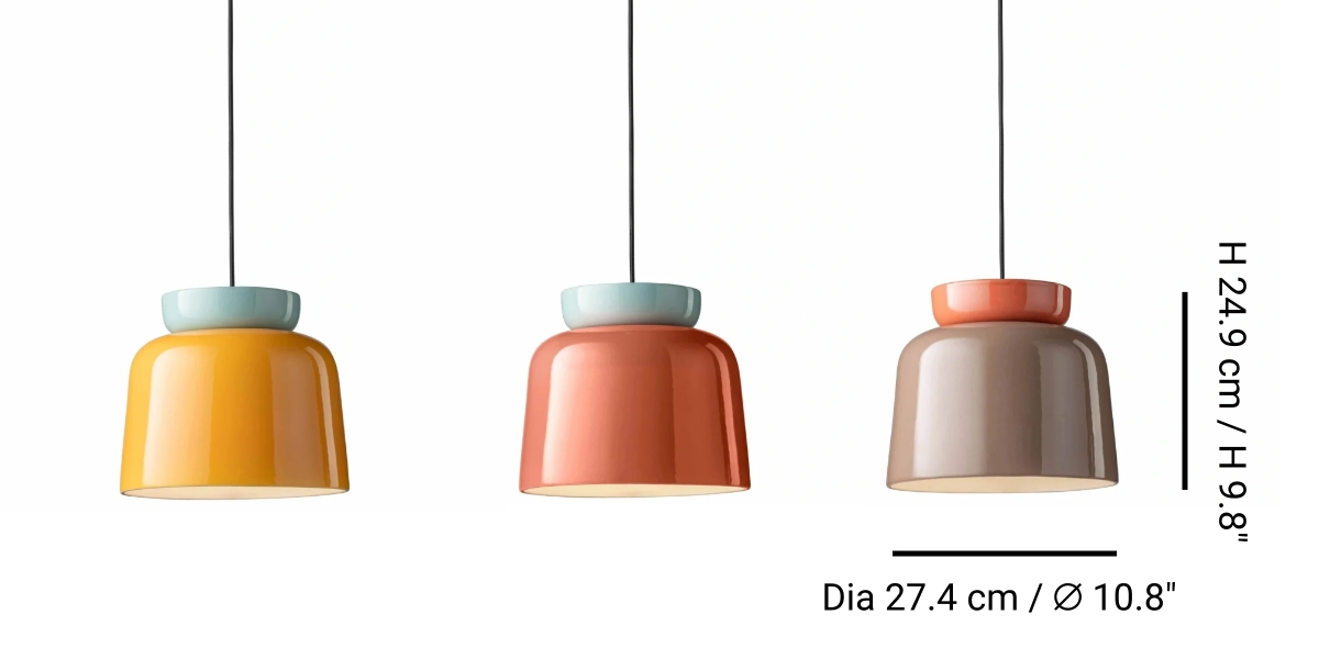 Afmetingen en kleuren voor de keramische hanglamp maat A