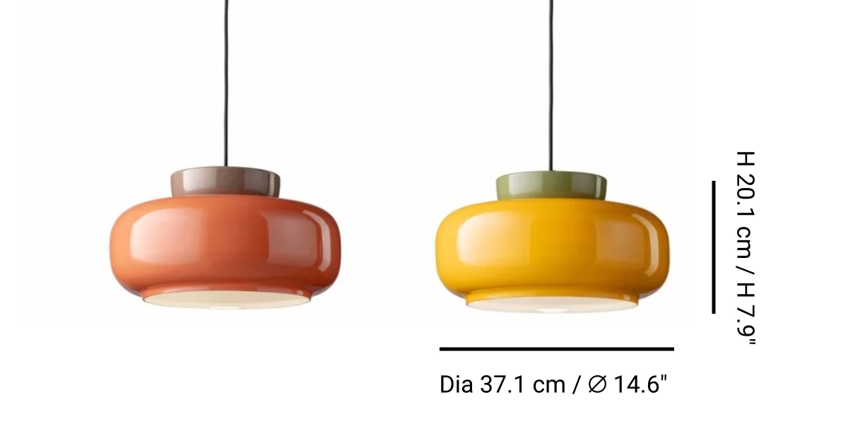Afmetingen en kleuren voor de keramische hanglamp maat B
