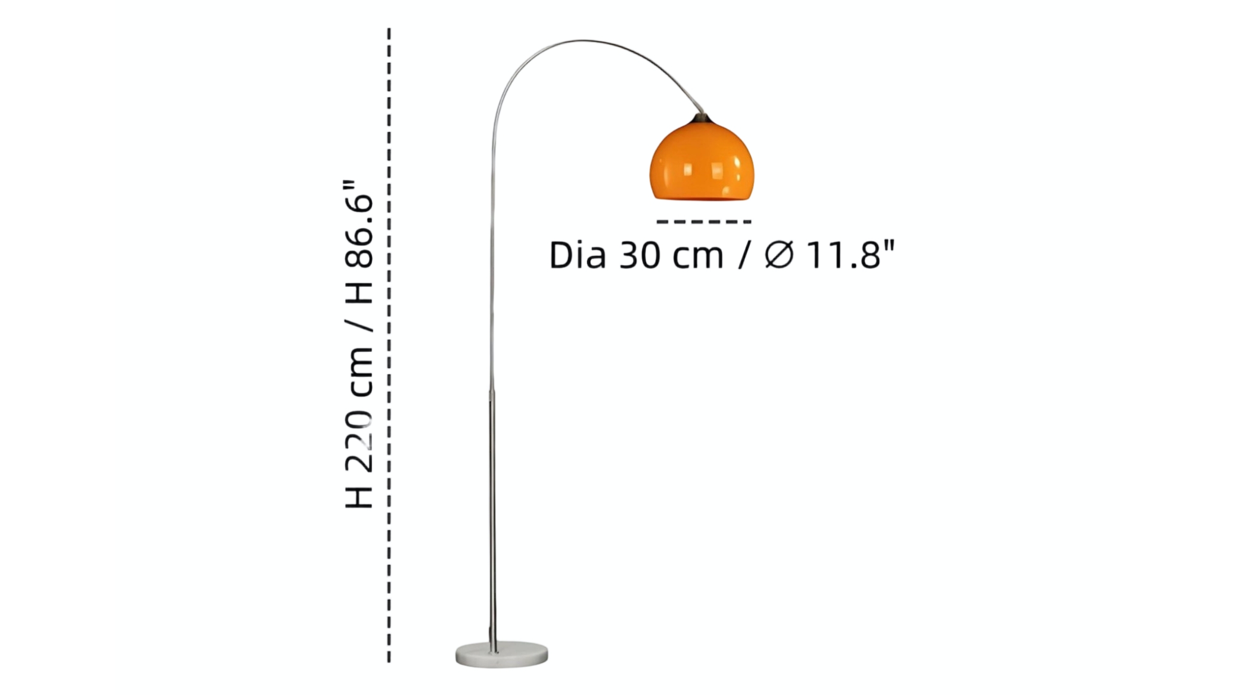 Arc vloerlamp maattekening